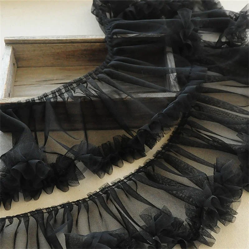 15CM wide tulle mesh 3d pleated lace fabric needlework ribbon ruffle Trim wedding dress Puffy skirt curtains DIY sewing decor