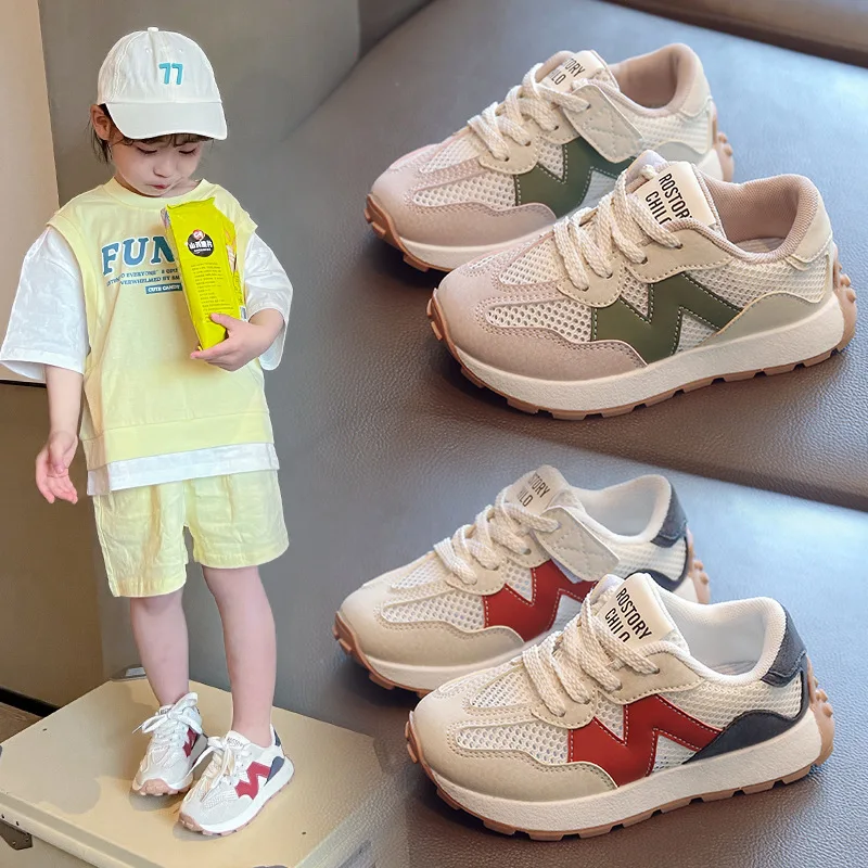 2023 New Spring Autumn Children Sneakers Girls Anti-slip Single Mesh Shoes Boys Breathable Sneakers