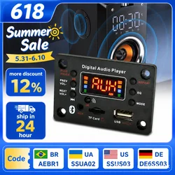 Bluetooth 5.0 MP3 Decoder Board 2*40W 80W Amplifier Audio Player 12V DIY MP3 Player Car FM Radio Module TF USB Mic Record Call