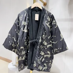 Winter New Hanten Jacket for Men Japanese Style Loose Laced Up Kimono Traditional Clothing Asian Clothes Japones Hombre