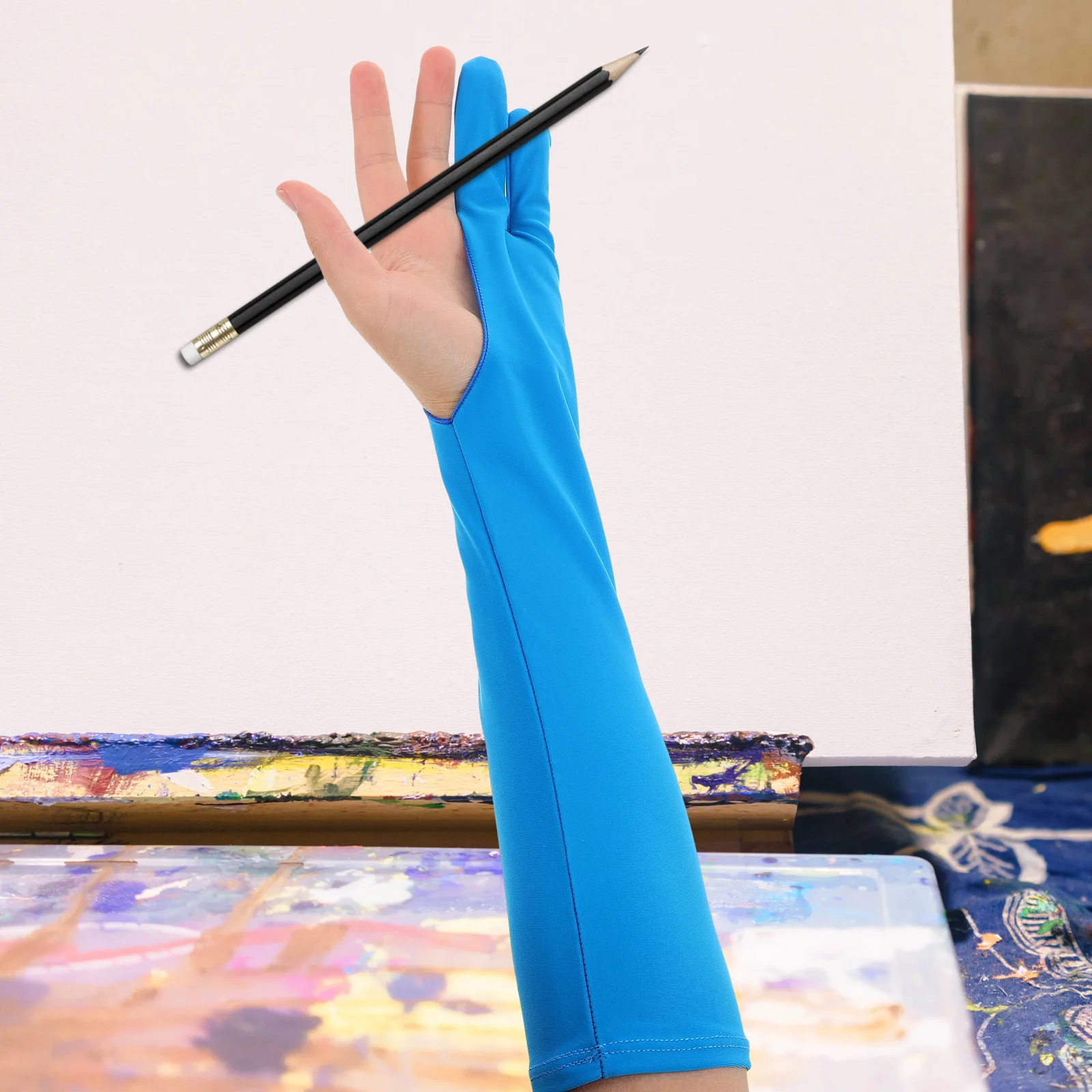 1 زوج الرسم قفاز تمديد تنفس إصبعين الفنان قفاز لليد اليمنى اليسرى النخيل رفض الرسم الفني الرقمي #4