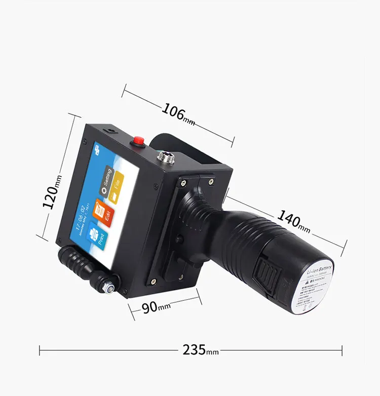 D50 Handheld Inkjet Printer for T-shirt Leather Plastic Bag-Battery-Powered Touchscreen Flex Coding Expiry Date/QR Code/Batch