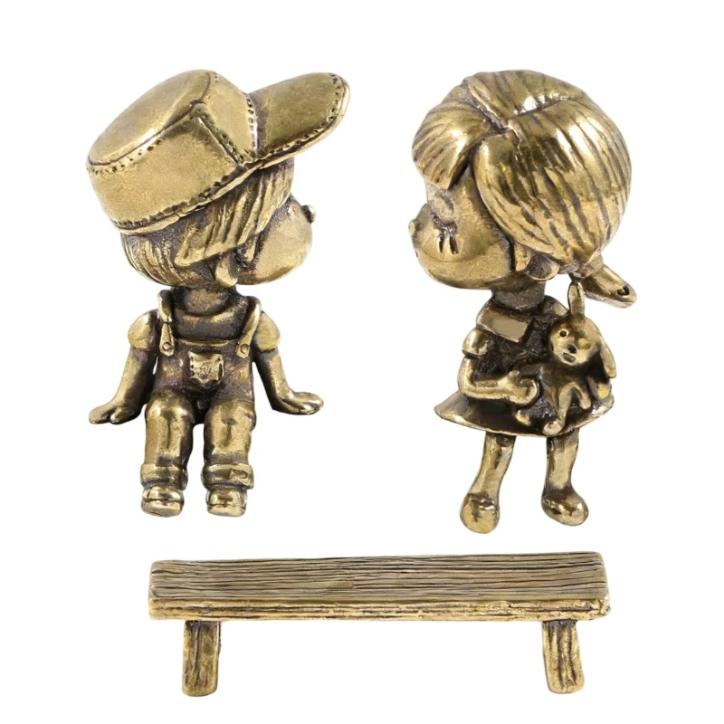 E74E Charm Brasses Miniature Model of Childhood Sweethearts Suitable as Thoughtful Gift for Celebration