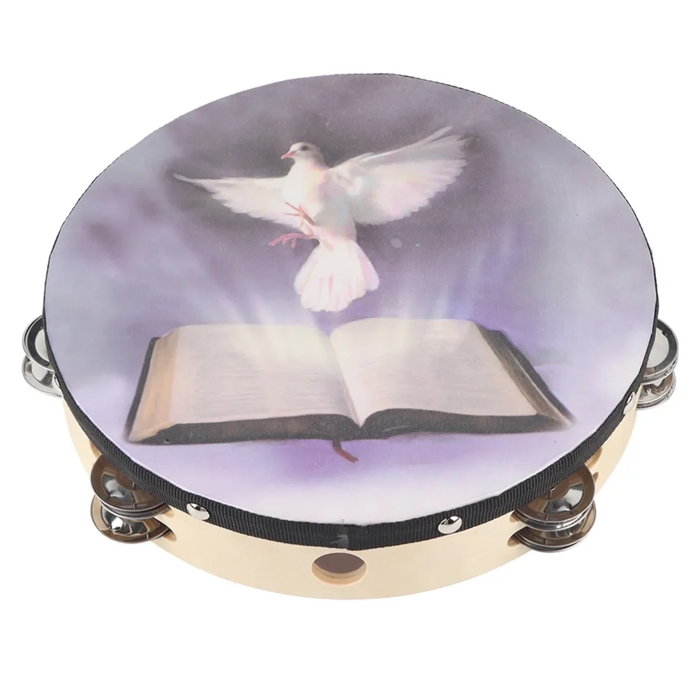 8/10 inch optional size Tambourine Double row jingle design Handheld portable style Percussion Instrument