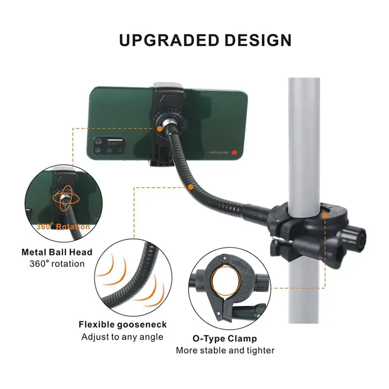 N75R-2X Mic Stand Phone Holder, Flexible Microphone Phone Holder Stand, Adjustable Mic Stand Holders For All Smartphones