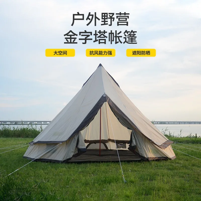 Outdoor Camping Tent Pyramid Camp Oxford Protected from Heavy Rain