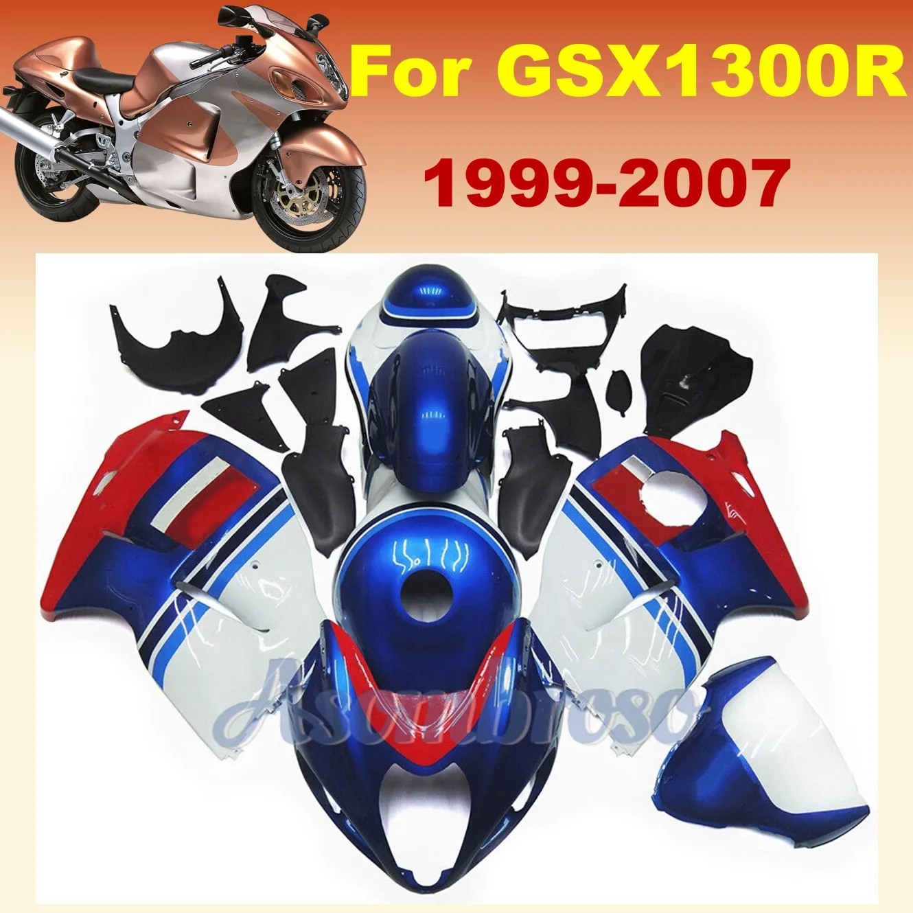 Fairing kit For GSXR1300 1999 2007 2006 2005 2004 2003 2002 2001 2000 GSX-1300R gsx1300r red blue white  Body Shell