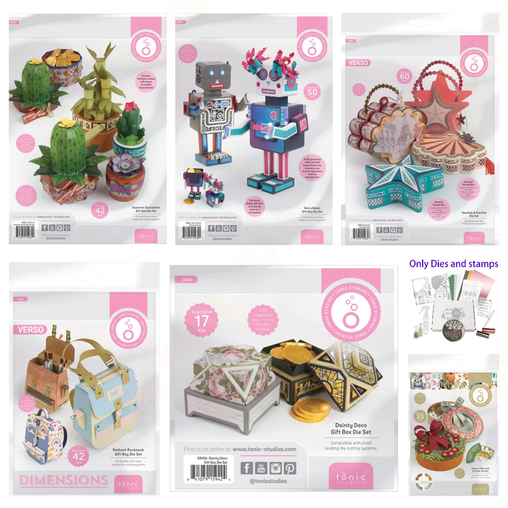 2025 nueva caja de regalo tónica Die Retro Robot caja de regalo troquel Set DIY Scrapbooking tarjeta de felicitación hecha a mano suculentas suprema troquel plantillas