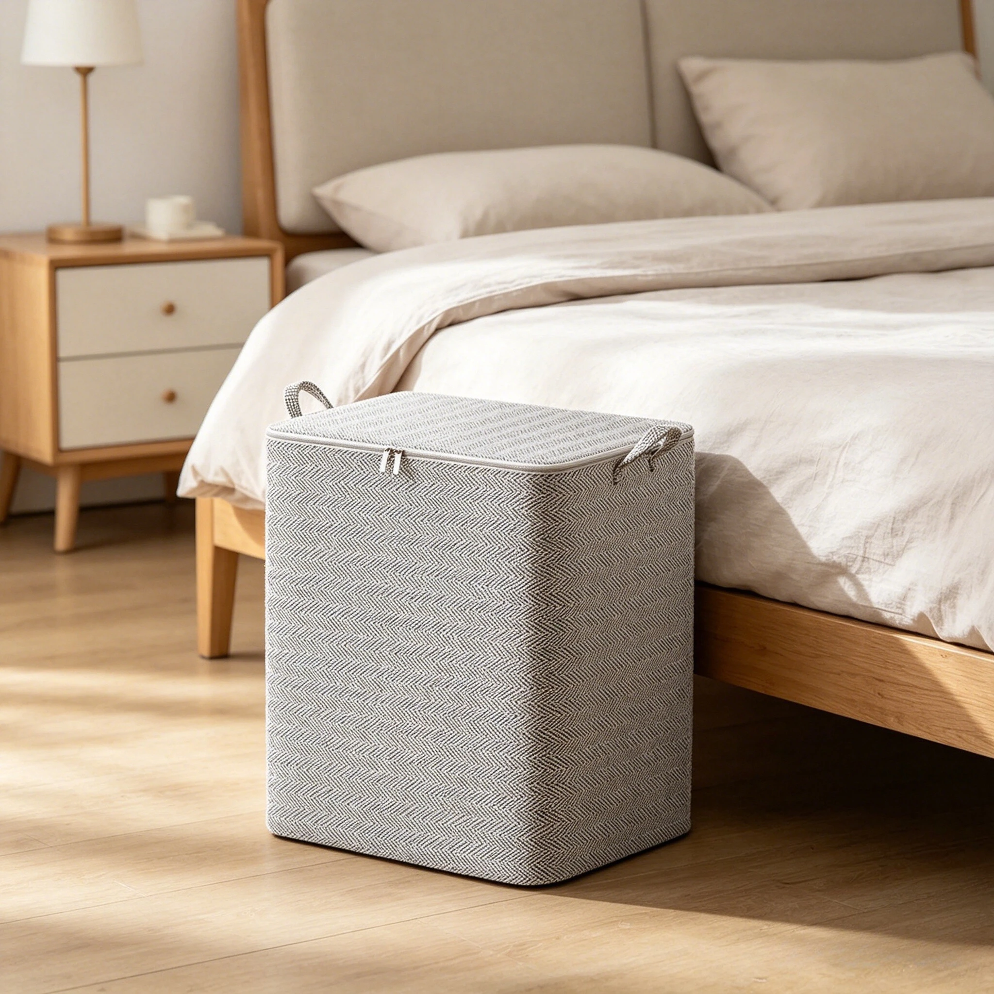 

Очень большой ящик для хранения с крышкой – прочный органайзер из нетканого материала, с запирающейся крышкой для одежды, постельного белья – для шкафа, хранения вещей