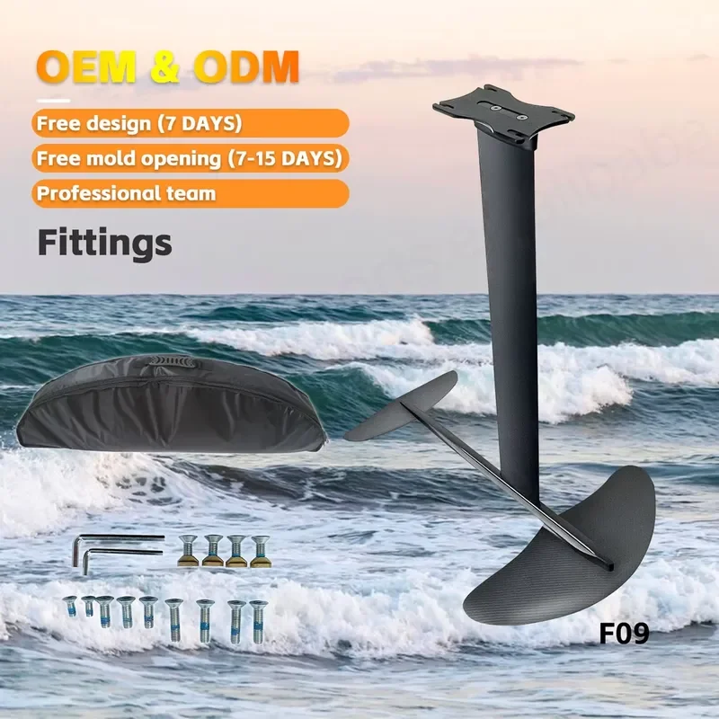 for F09 Waterplay Hydrofoil Set Surf Board Aluminum Carbon Kit Beginner Black Surfing Tool Accessory 1335sqcm Factory Priced