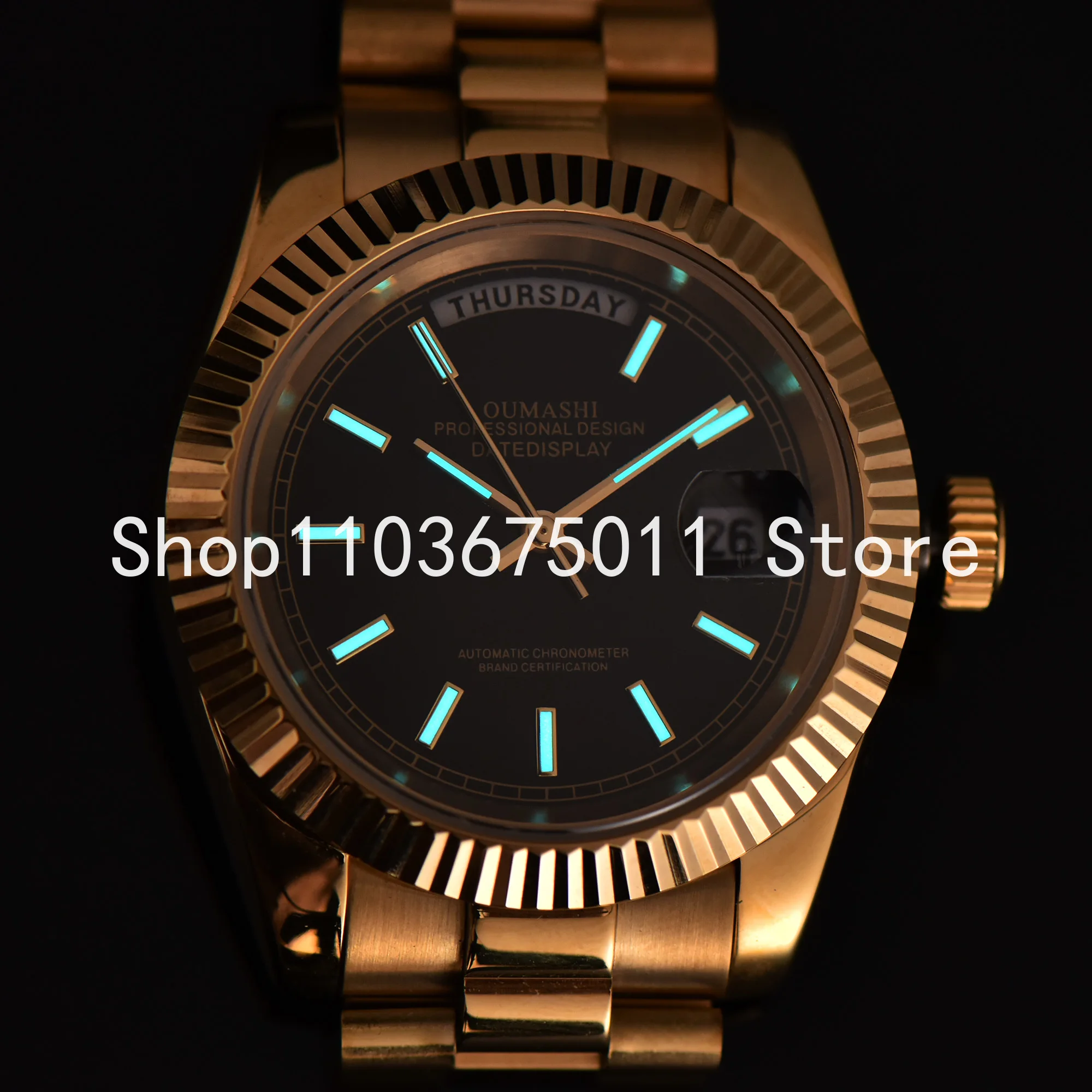 OUMASHI 39mm watches Automatic mechanical movement 8285 Date Movt AR Sapphire glass 100M Waterproof Clock Man