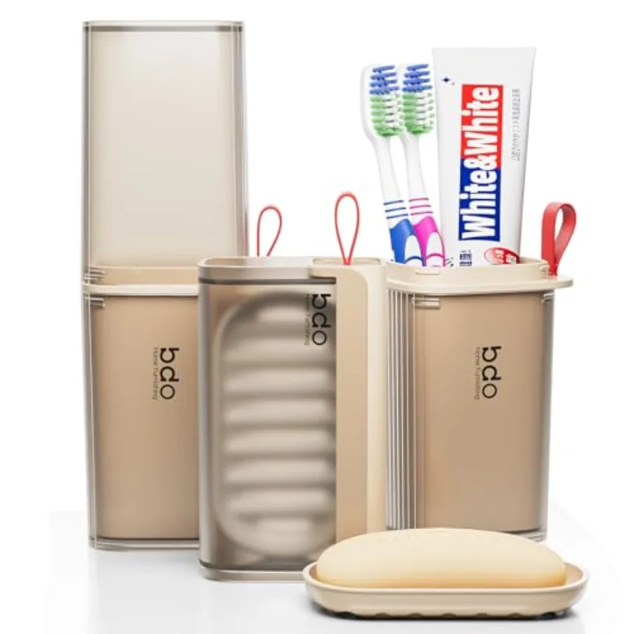 Travel Soap Case Container, Portable Toothbrush Travel Case Dish Tray, 7.88 Inch Toothpaste Traveling Toothbrush Holder Set wit