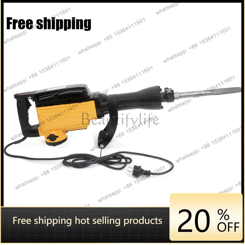 Martelo elétrico de impacto de 1200W, ferramenta de demolição de paredes de concreto de alta potência 65A, de grau industrial.