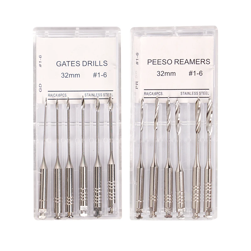 6Pcs/Pack Dental Endodontic Gates Drills Peeso Reamers Rotary Stainless Steel Endo Files Engine Use Dentistry Tools 32mm