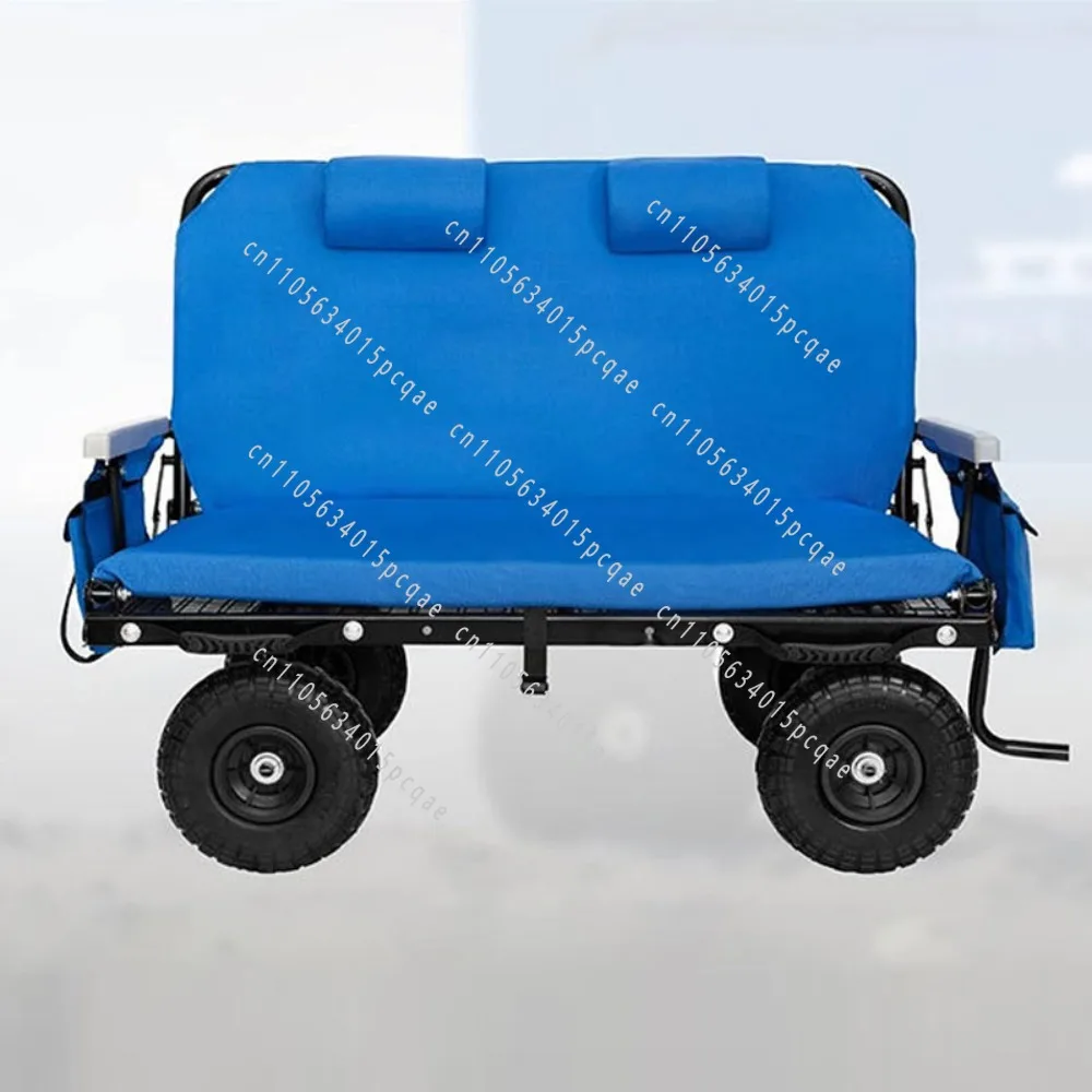 3 in 1 outdoor seat folding bench car foldable camping trolley can sit and lie down to pull goods multi-function