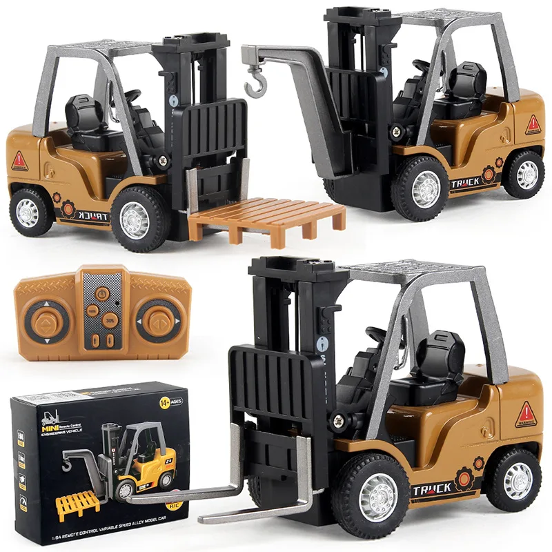 Simulation Mini Remote Control Crane Car Type-C Port Charge Alloy Adjustable Speed Lift Forklift Engineering Vehicle RC Forklift