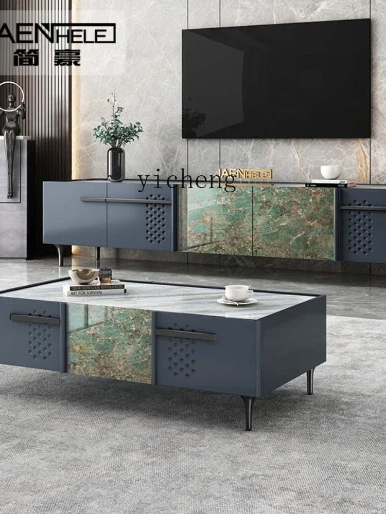 ii10.9-Light Luxury TV Cabinet and Tea Table Combination Modern Villa Living Room New Chinese Furniture