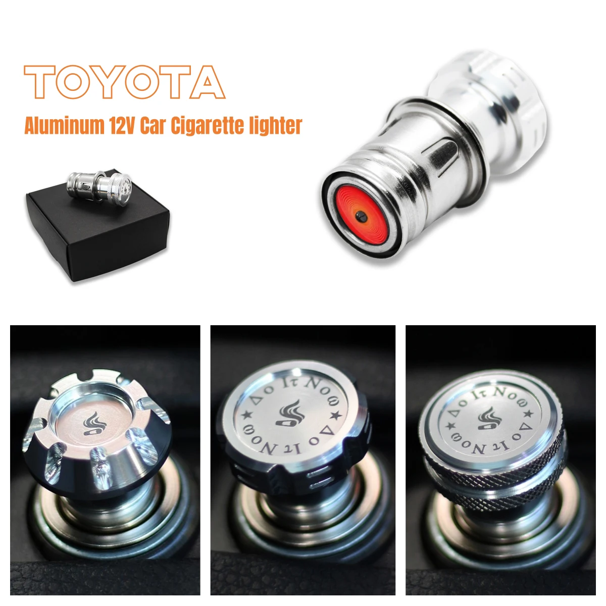 Aluminum 12V Car Cigarette lighter For Toyota COROLLA RAV4 Camry Hilux Croos Highlander YARIS Tacoma  cars accessories