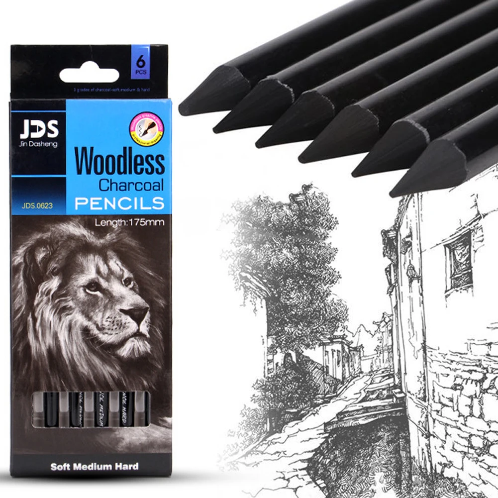 Woodless Compressed Charcoal Thick Willow Charcoal Sticks Set for Sketching and Drawing Graphite Pencils Art Painting Supplies