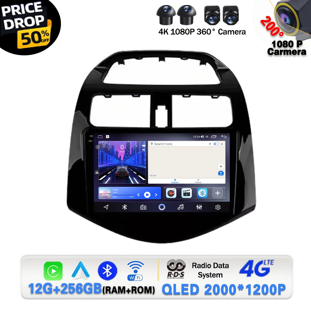 

Android 14 For Chevrolet Spark M300 2009 - 2016 Car Radio Multimedia Player Navigatio NO 2Din DVD Head Unit Carplay Stereo 4G BT