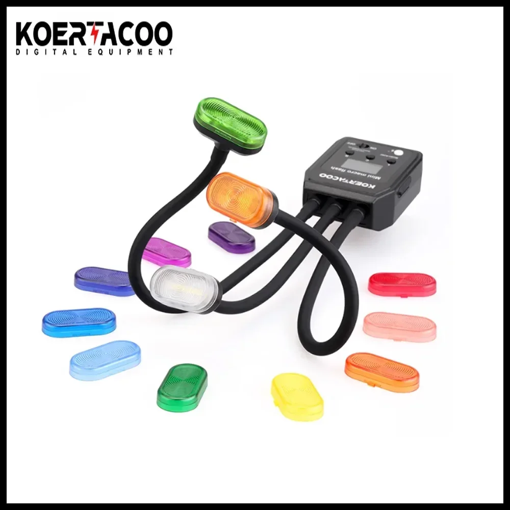 

KOERTACOO 3-головочная ксеноновая LED-лампа для макросъемки, внешняя накамерная вспышка для камер Canon, Nikon, Fujifilm, Sony DSLR