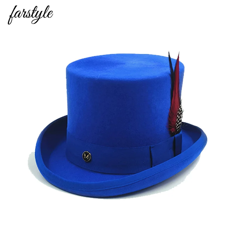 Special High Top hat Magician high hat Performance British black jazz top hats male and female court gentleman flat felt hat