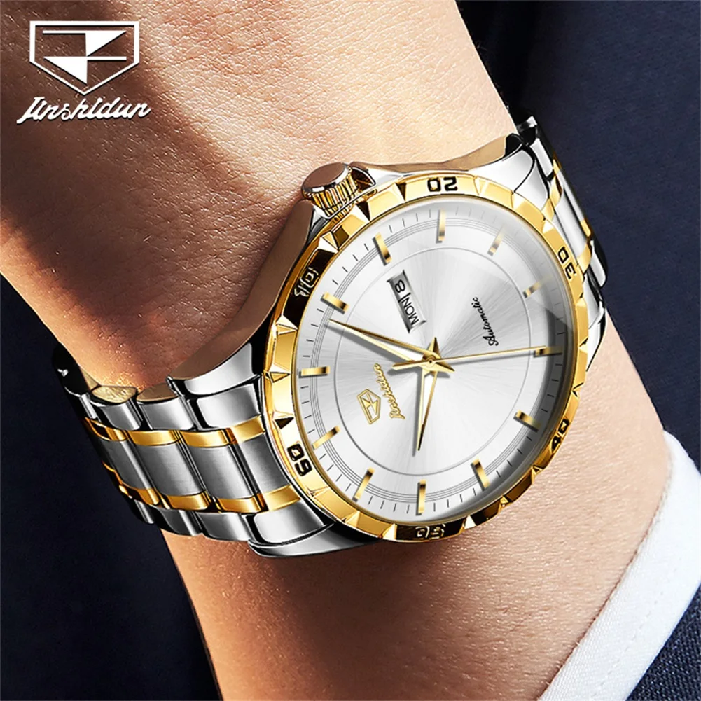 JSDUN Top Brand Men\'s Watches Luxury Fully Automatic Mechanical Watch Waterproof Luminous Calendar Week Fashion Wristwatch