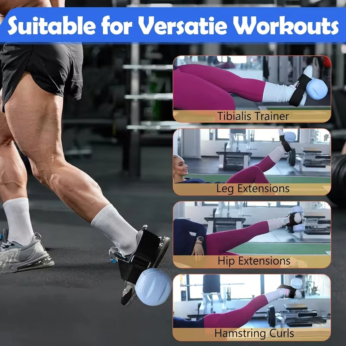 1/2 Stück Tibialis-Trainer Hantel-Fußgurt Verstellbare Knöchelgewichte Beinmuskel-Krafttraining Workout – Detail 3
