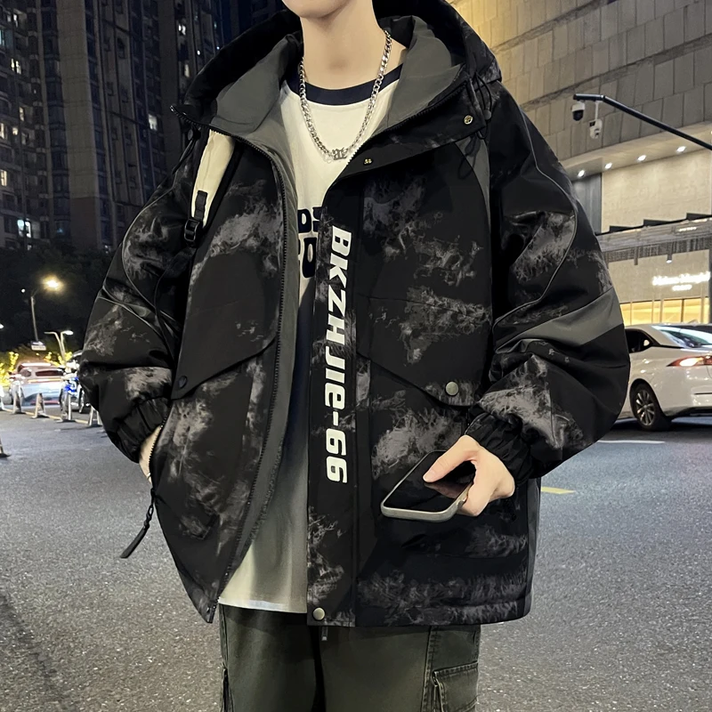 2026 Autumn Winter Men's Fleece Lined Thicken Hooded Jacket Casual Warm Outwear Windproof Youth Hoodie Plush Coat Daily Clothing