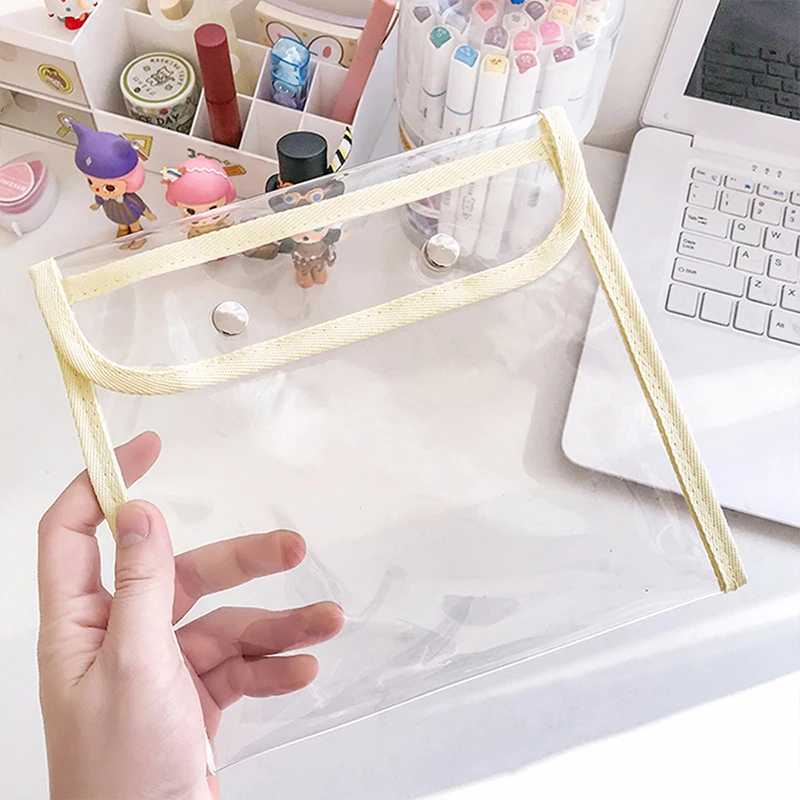 

1pc Transparent Cosmetic Bag PVC Storage Bag Student Stationery Case Large Capacity Makeup Pouch Organizer Travel Toiletry Bag