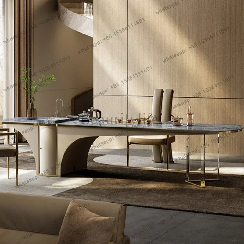 FG Modern Villa Dining Tables Drink Tea Office Homestay Living Room Dining Tables Multi Functional Home Furniture Mesa Comedor L