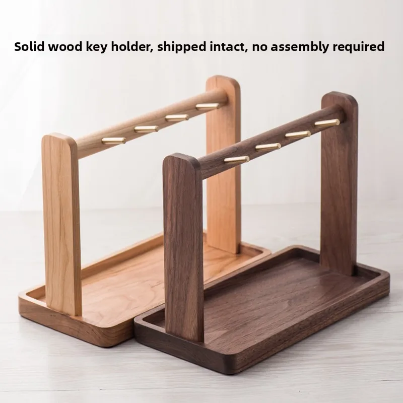 Bandeja para llaves de madera de nogal negro, organizador de escritorio creativo, caja de almacenamiento de llaves multifuncional, pieza decorativa para oficina y hogar