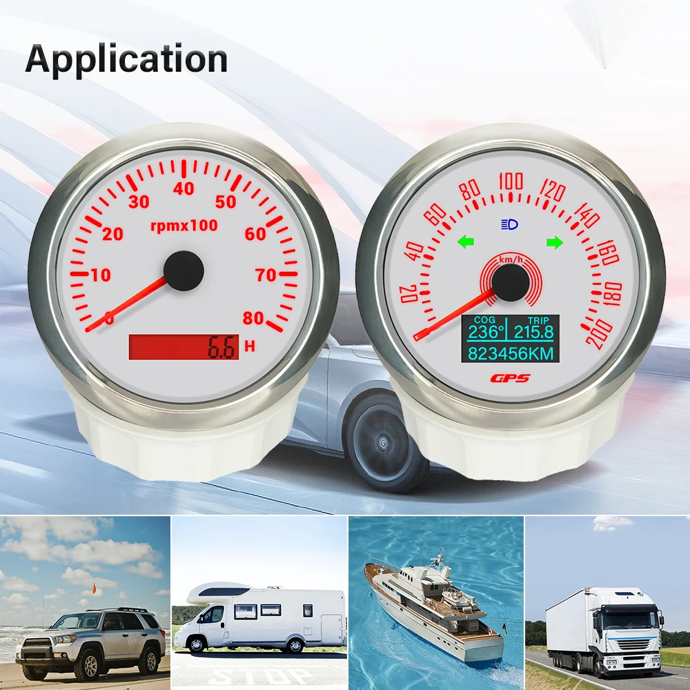Rhaxel 85mm GPS Speedometer 0-160MPH 200K with Left Right Turn Light High Beam with 0-8000 RPM Tachometer Gauge Set 7 Backlights