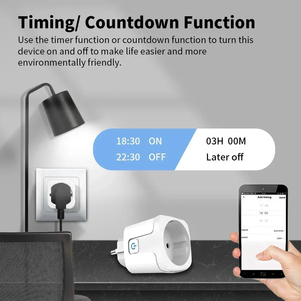 Picture 7: EU Plug Tuya Zigbee Smart Socket 20A Power Monitor App Remote Control ZigBee Hub Required Voice Control Alexa Google Assistant