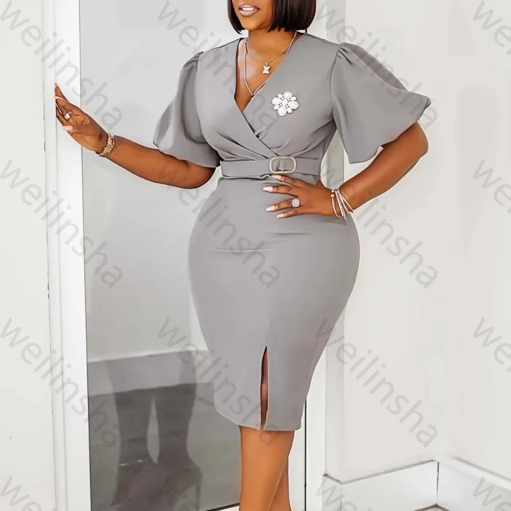 

Customized Sexy V-neck Puff Short Sleeves Evening Dresses Elegant Celebrity Dress Exquisite High Quality Prom Party Gowns Women