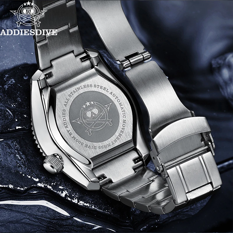 ساعة تناظرية للرجال من Addiesdive 300 متر مقاومة للماء من الياقوت مرآة زجاجية ساعة غوص BGW9 ساعة فولاذية ميكانيكية مضيئة باللون الأزرق MY-H7