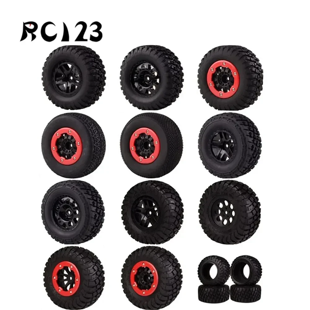 4PCS Short Course Truck 108-110MM Tire & Bead-Lock Wheel Rims Hub 12MM HEX FOR 1/10 TRAXXAS SLASH VKAR 10SC HPI Car Accessories