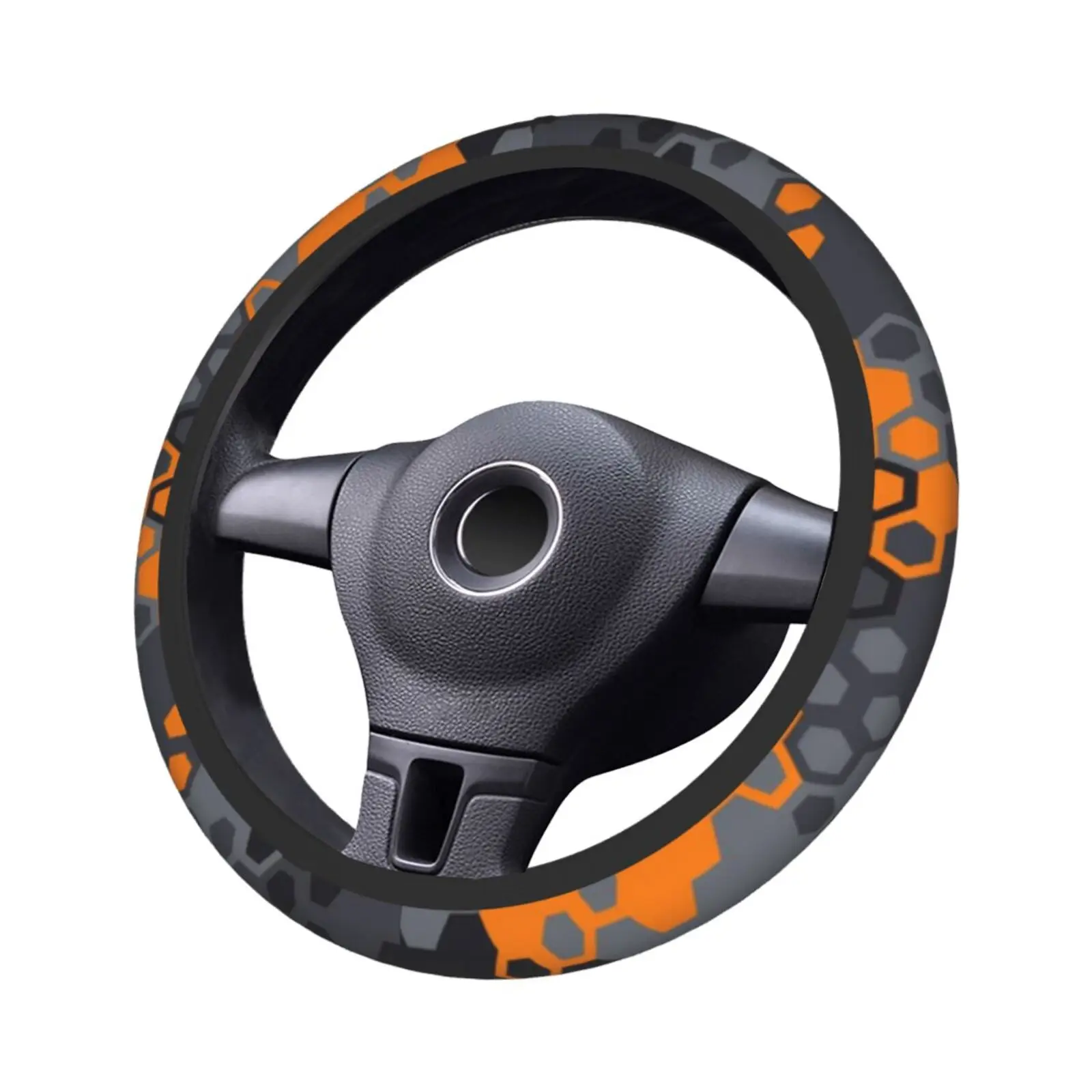 Orange Camouflage Camo Abstract Art Print Car Steering Wheel Cover 37-38 Anti-slip Colorful Auto Decoration Car Accessories - view 4