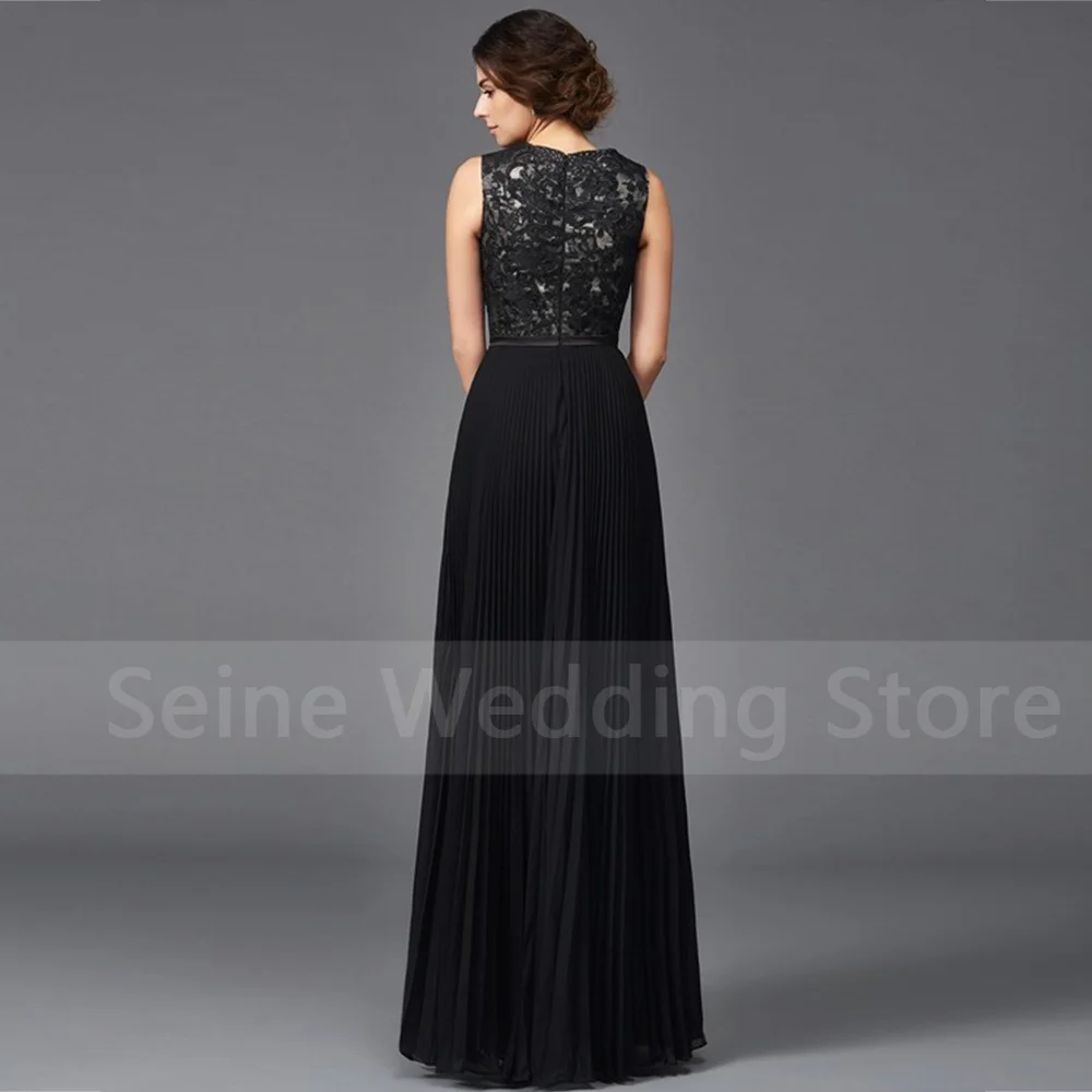 Black Formal Dress for Mother 2022 V-Neck Sleeveless Lace Mother Of The Bride Dresses Chiffon Custom Floor Length Robe De Soiree