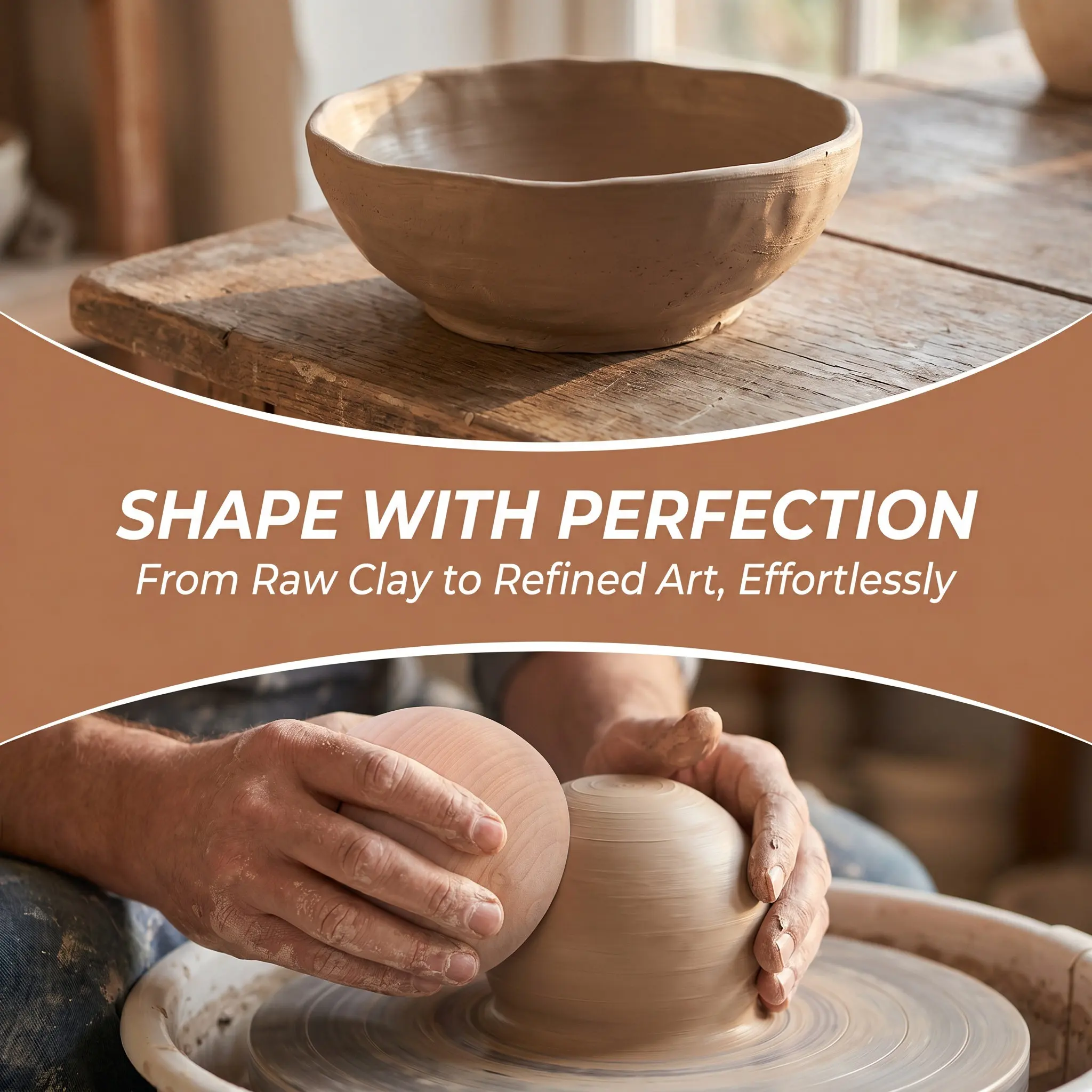 Clay Half Round Wooden Pottery Bowl Press Tool Ceramic Plate Mold for DIY Crafting Pottery Tools for Beginners
