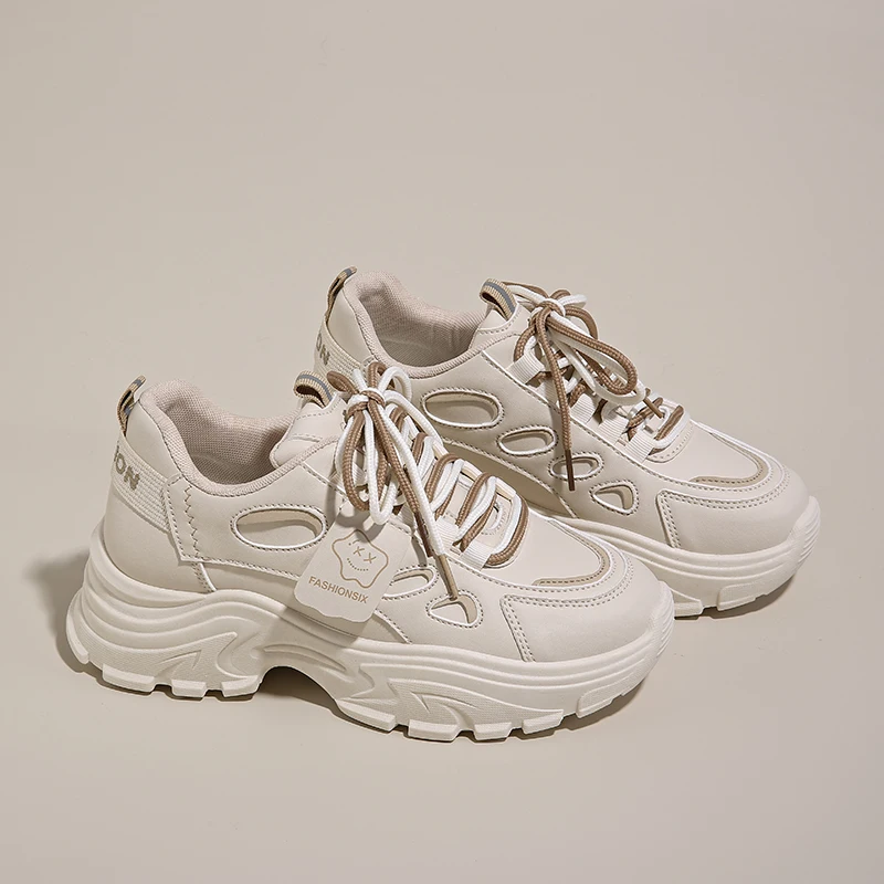 

Кроссовки на платформе, женские модные кожаные повседневные кроссовки на мягкой подошве, новинка 2025 года, женская удобная дышащая вулканизированная обувь