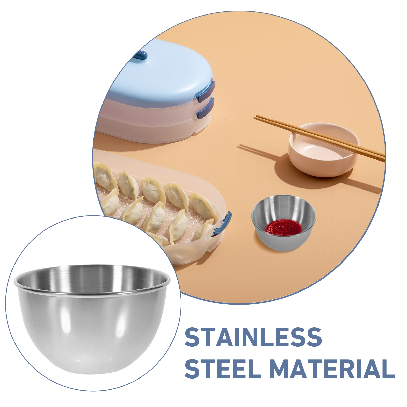 

6pcs Stainless Steel Dipping Bowls 170ml Original Color Small Food Containers Suitable Home Kitchen Restaurant Easy Clean