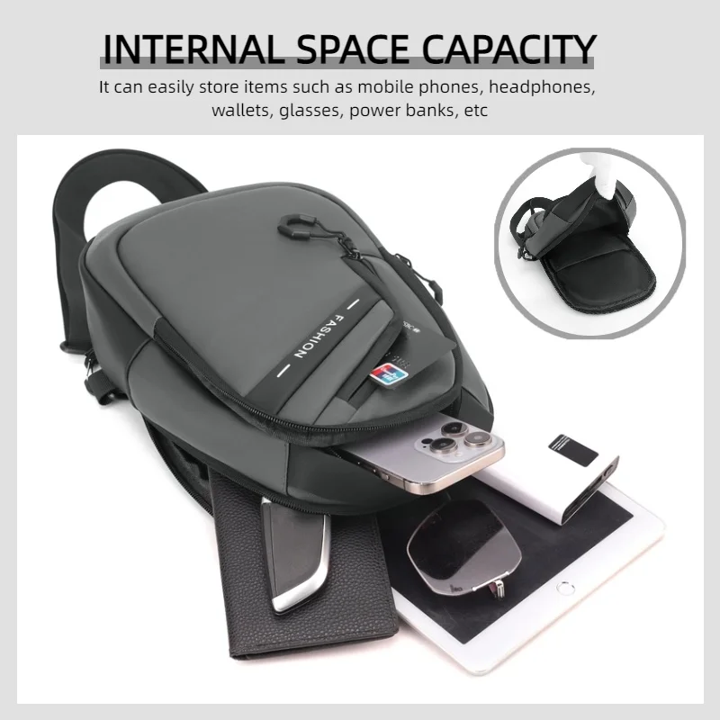 حقيبة صدر رجالية كاجوال جديدة، حقيبة كروس عصرية متعددة الطبقات، حقيبة صدر لركوب الدراجات في الهواء الطلق، حقيبة رياضية ذات سعة كبيرة #4