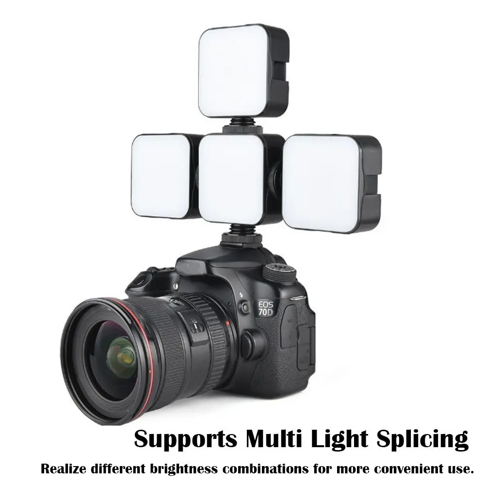 Мини-светодиодный светильник для фотосъемки, 6500 К, заполняющая лампа с регулируемой яркостью, крепление для горячего башмака, зарядка через USB для мобильного телефона/камеры