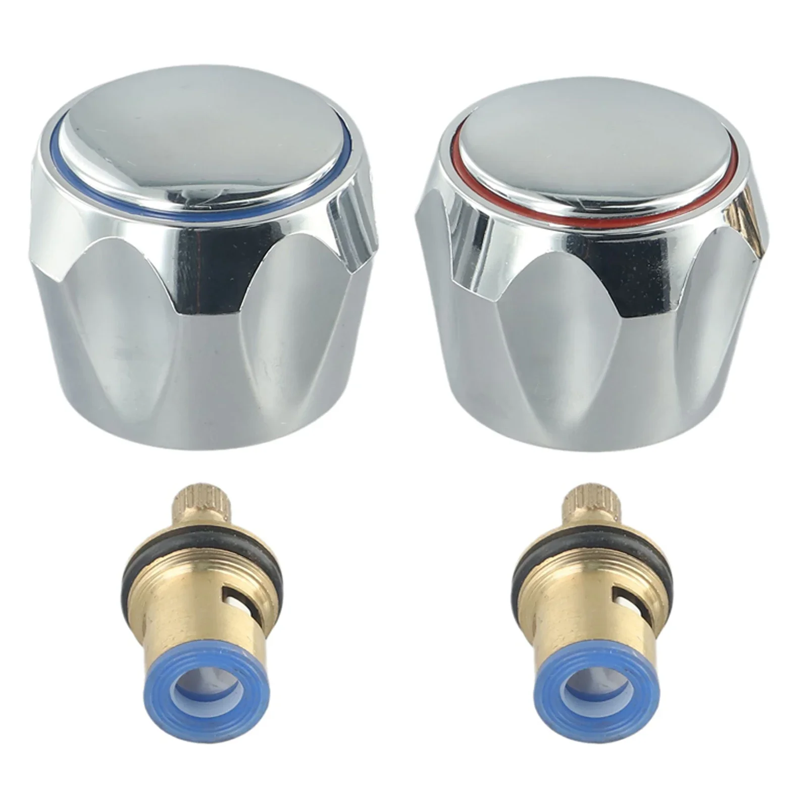 2pcs Screws 2pcs Tap Handle 2pcs Copper Valve Home Hardware Faucet Handle Handwheel Replacement 1/2inch ABS Blue