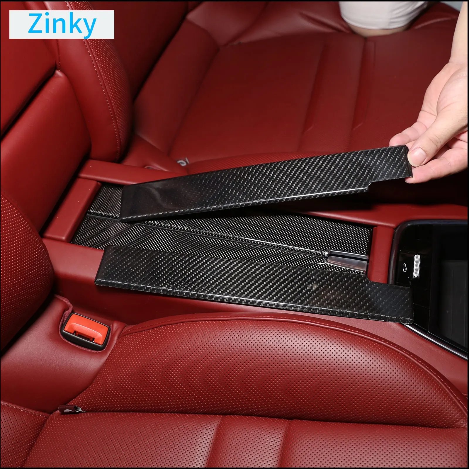 Real Carbon Fiber Car Interior Rear Center Storage Box Cover Trim panel for Porsche Panamera 971 2017-2020 Interior Accessories