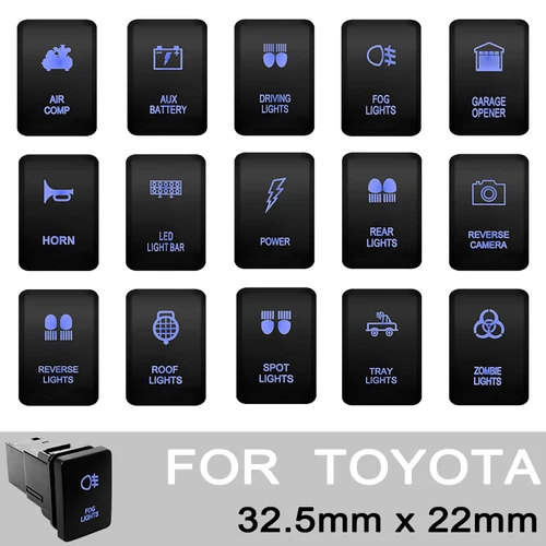 1 unidad de foco de alimentación 3A 12V, batería auxiliar, interruptor de empuje Led azul con conector de cableado para Toyota Kluger/Highlander Toyota 4Runner