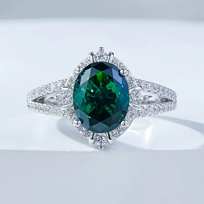 

Apaison Sparkling 7*9mm Oval Emerald Rings For Women Anniversary 100% 925 Sterling Silver Ladies Ring Bridal Fine Jewelry Girls