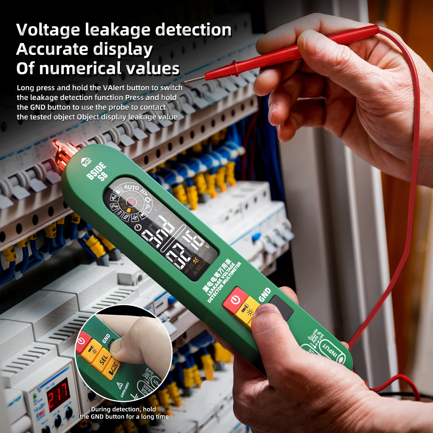 Voltage Tester Pen Type Multimeter Digital Professional 6000 Non-Contact Detection Leakage AC/DC Voltage Ohm meter Tool BSIDE S8