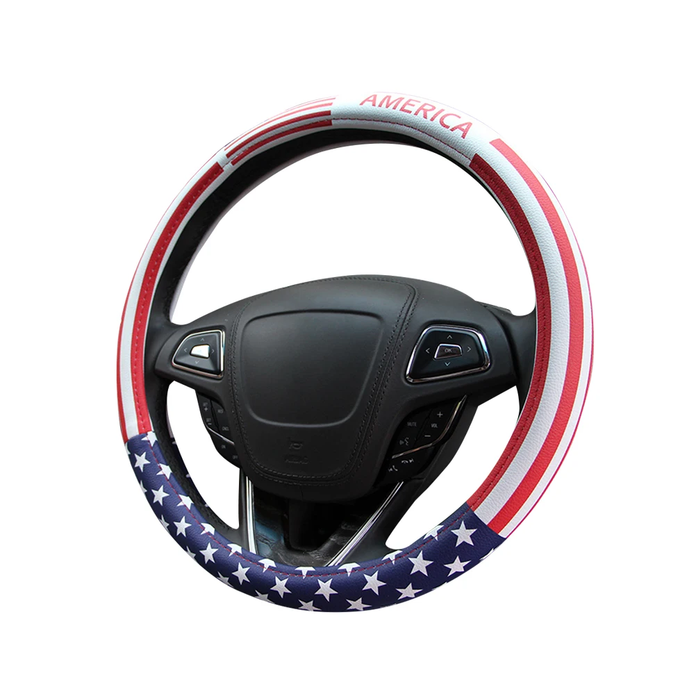

1pc National Flag Steering Wheel Comfortable Driving Experience Secure Grip Easy Install Car Wheel Protector